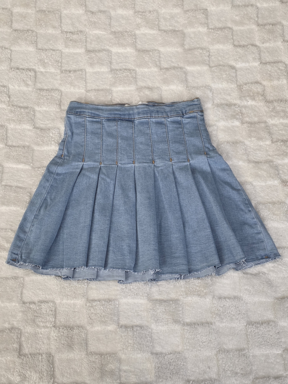 RE Generation by Celebrity Pink Pleated Denim Mini Skirt Light Wash Size S NWOT